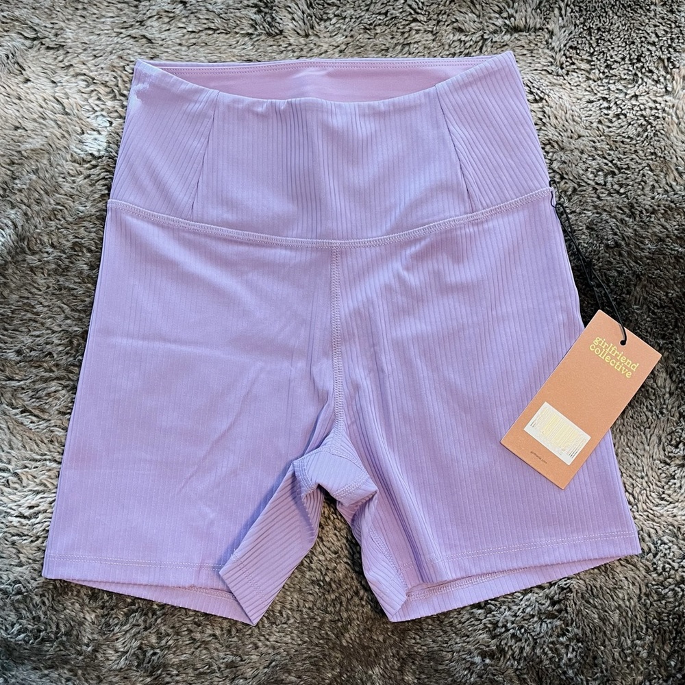 Violet RIB high-rise run short - Girlfriend Collective DISCONTINUED COLOR